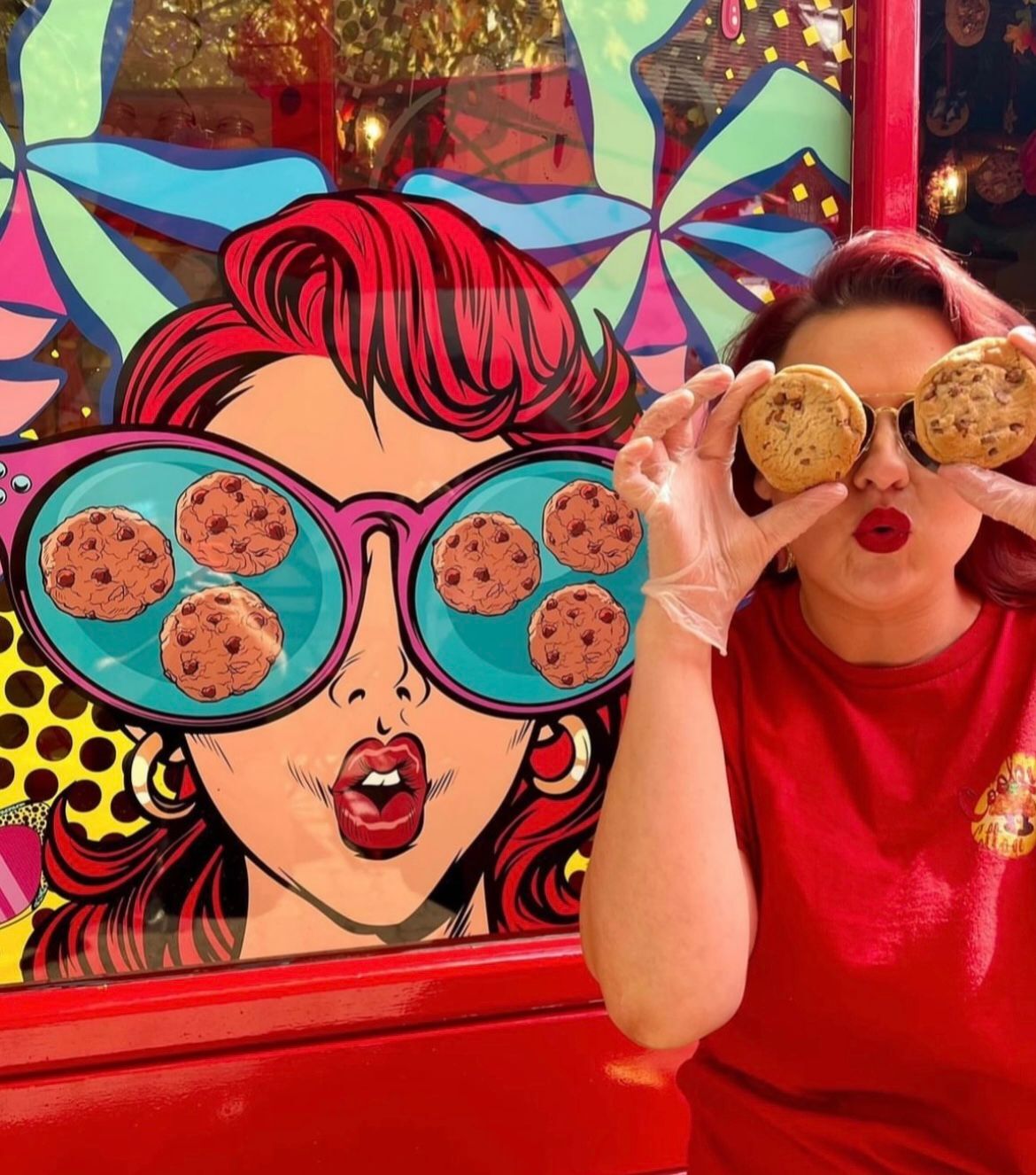 Hannah in front of the store